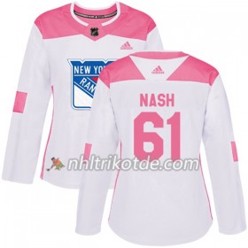 New York Rangers Trikot Rick Nash 61 Adidas 2017-2018 Weiß Pink Fashion Authentic - Dame